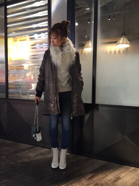 「DIESEL（ディーゼル）のアイテム（ストール/ショール）」を使った、assaさん（レディース・160cm）の秋コーディネート