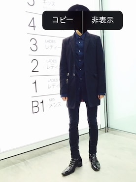 「ラッドミュージシャン」｜「アイテム（チェスターコート）」を使った、あるとりあPさん（メンズ・173cm）の冬コーディネート