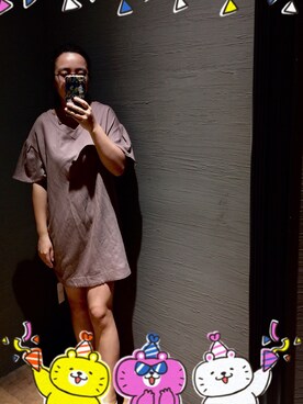 「MOUSSY（マウジー）のアイテム（チュニック）」を使った、ningningさん（レディース・162cm）の夏コーディネート