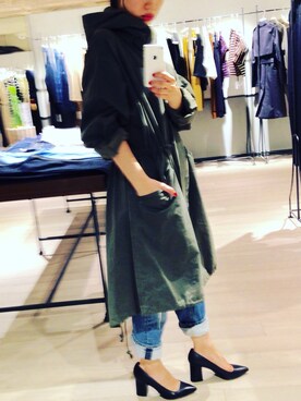 「BLACK BY MOUSSY（ブラックバイマウジー）のアイテム（モッズコート）」を使った、nanakimuraさん（レディース・155cm）の秋コーディネート