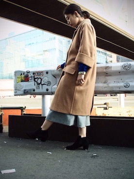 「アイテム（その他アウター、イエロー系）」を使った、nanakimuraさん（レディース・155cm）の秋コーディネート