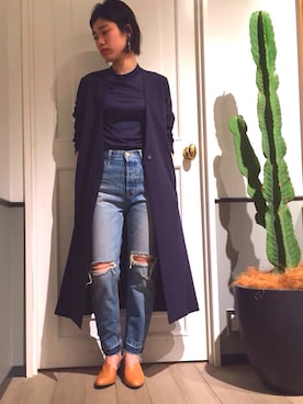 「透けトップス」｜「アイテム（その他アウター）」を使った、nanakimuraさん（レディース・156cm）の春コーディネート
