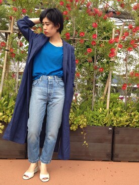 「サマーニット」｜「アイテム（その他アウター）」を使った、nanakimuraさん（レディース・156cm）の春コーディネート