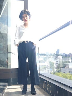 「スキッパーシャツ」｜nanakimuraさん（レディース・156cm）の夏コーディネート