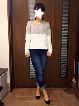 「ボーイフレンドデニム」｜「アイテム（ダッフルコート）」を使った、y-chさん（レディース・155cm）の冬コーディネート