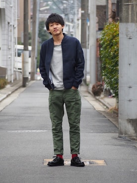 「Audience（オーディエンス）のアイテム（ジャケット/アウター）」を使った、よこちんさん（メンズ・175cm）の春コーディネート