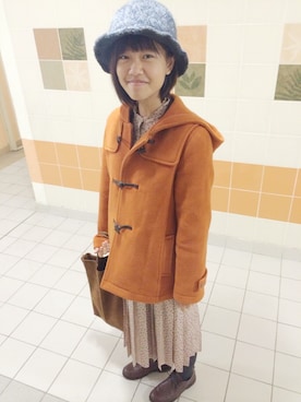 「アイテム（ダッフルコート、オレンジ系）」を使った、LINGさん（レディース・160cm）の冬コーディネート