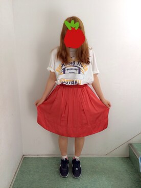 「古着（Tシャツ/カットソー、ホワイト系）」を使った、nanaさん（レディース・155cm）の夏コーディネート