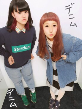 「haco!（ハコ）の．ｆｒ切り替えボーダーのセーラーワンピ（ワンピース、ホワイト系）」を使った、nanaさん（レディース・155cm）の冬コーディネート