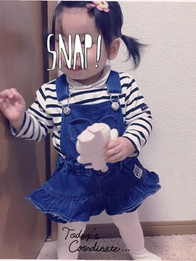 「アイテム（おもちゃ、ホワイト系）」を使った、yuzuponyoさん（キッズ・80cm）の冬コーディネート