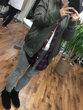 「no brand（ノーブランド）のアイテム（ブルゾン）」を使った、uzutasoさん（レディース・159cm）の秋コーディネート