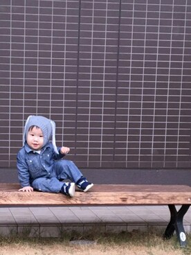 「うさ耳」｜「アイテム（オールインワン・サロペット）」を使った、みかさん（キッズ・80cm）の秋コーディネート