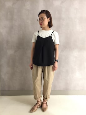 「アイテム（チノパンツ）」を使った、のぞみさん（レディース・150cm）の夏コーディネート