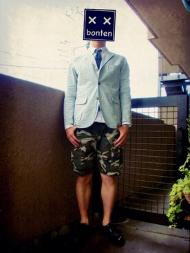 「膝上ショーツ」｜「アイテム（ジャケット/アウター）」を使った、bontenさん（メンズ・174cm）の春コーディネート