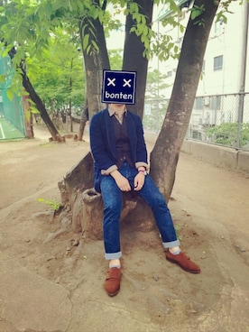 「Pherrow's（フェローズ）のアイテム（テーラードジャケット）」を使った、bontenさん（メンズ・174cm）の春コーディネート