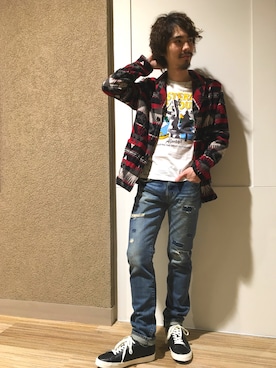 「ショールカラー」｜「アイテム（テーラードジャケット）」を使った、ikechanさん（メンズ・171cm）の春コーディネート