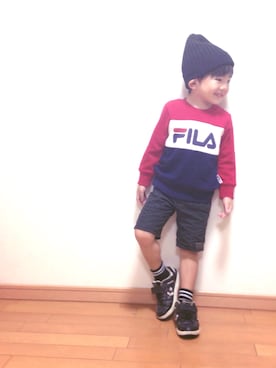 「FILA（フィラ）のアイテム（スウェット）」を使った、hiina さん（キッズ・100cm）の夏コーディネート