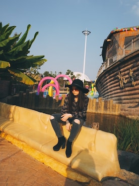 「Kingのアイテム」を使った、恬萝HANA酱さん（レディース・158cm）の秋コーディネート