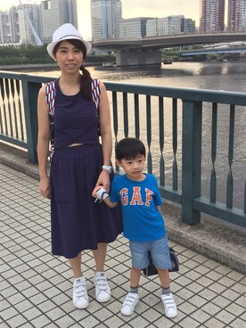 「NET（ネット）のアイテム（帽子）」を使った、夏士勛さん（キッズ・100cm）の夏コーディネート