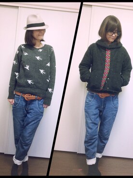 「チャイハネ（チャイハネ）のアイテム（ジャケット/アウター）」を使った、めぐさん（レディース・163cm）の冬コーディネート
