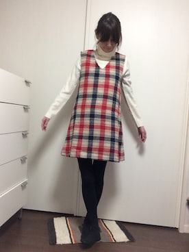 「BAD（バッド）のアイテム（ワンピース/ドレス）」を使った、めぐさん（レディース・163cm）の冬コーディネート