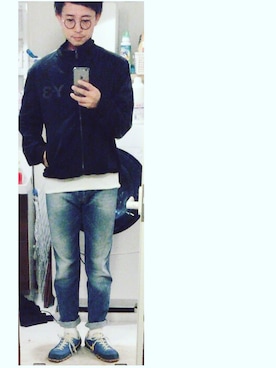 「Y-3（ワイスリー）のアイテム（ジャージ）」を使った、MOSさん（メンズ・178cm）の冬コーディネート