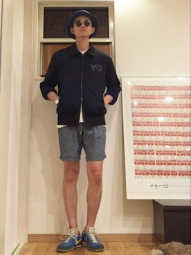 「Y-3（ワイスリー）のアイテム（ジャージ）」を使った、MOSさん（メンズ・178cm）の春コーディネート