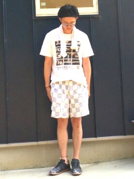 「Modern Amusement（モダンアミューズメント）のアイテム」を使った、MOSさん（メンズ・178cm）の夏コーディネート