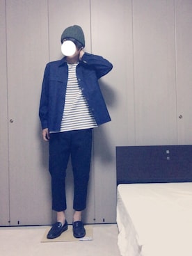 「AAA+（サンエープラス）のアイテム（モカシン/デッキシューズ）」を使った、はしまささん（メンズ・180cm）の春コーディネート