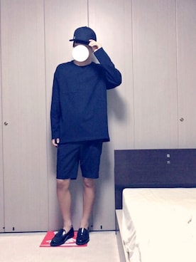 「AAA+（サンエープラス）のアイテム（モカシン/デッキシューズ）」を使った、はしまささん（メンズ・180cm）の夏コーディネート