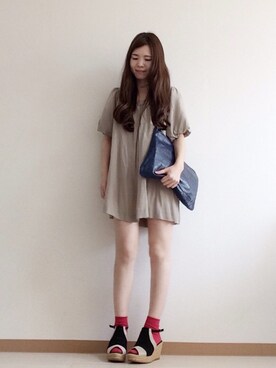 「Ray BEAMS（レイビームス）のアイテム（ワンピース、グレー系）」を使った、ひよこさん（レディース・158cm）の春コーディネート