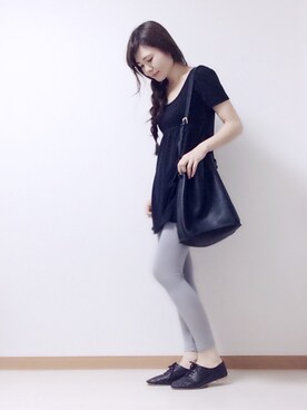 「DHOLIC（ディーホリック）のアイテム（ショルダーバッグ、ブラック系）」を使った、ひよこさん（レディース・158cm）の夏コーディネート