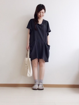 「AMERICAN RAG CIE（アメリカンラグシー）のアイテム（ワンピース/ドレス、ブルー系）」を使った、ひよこさん（レディース・158cm）の夏コーディネート