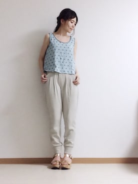 「AMERICAN RAG CIE（アメリカンラグシー）のアイテム（タンクトップ、ブルー系）」を使った、ひよこさん（レディース・158cm）の夏コーディネート