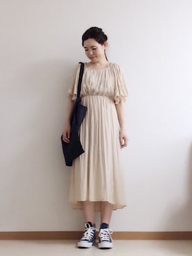 「Another Edition（アナザーエディション）のアイテム（ワンピース/ドレス、ホワイト系）」を使った、ひよこさん（レディース・158cm）の夏コーディネート