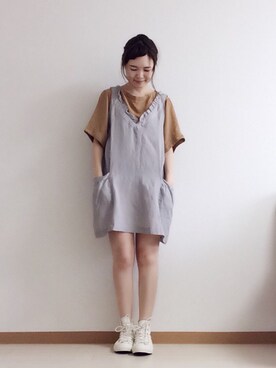 「alcali（アルカリ）のアイテム（ワンピース、シルバー系）」を使った、ひよこさん（レディース・158cm）の夏コーディネート