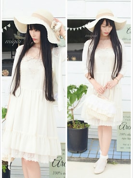 「axes femme（アクシーズファム）のアイテム（かごバッグ）」を使った、みくいさん（レディース・164cm）の夏コーディネート
