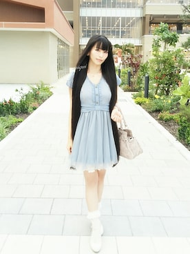 「ロマンチック」｜「アイテム（ワンピース/ドレス）」を使った、みくいさん（レディース・164cm）の夏コーディネート