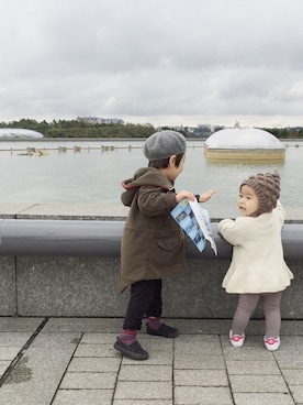 「アイテム（モッズコート）」を使った、YoYo＊さん（キッズ・90cm）の秋コーディネート