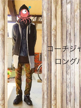 「ロング丈パーカー」｜サマルさん（メンズ・175cm）の冬コーディネート