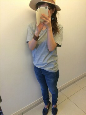 「UNIQLO（ユニクロ）のWOMEN ウルトラストレッチジーンズ（デニムパンツ）」を使った、haruさん（レディース・156cm）の夏コーディネート