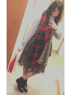 「Yシャツ」｜「アイテム（スカート）」を使った、''''tomo''''さん（レディース・156cm）の秋コーディネート