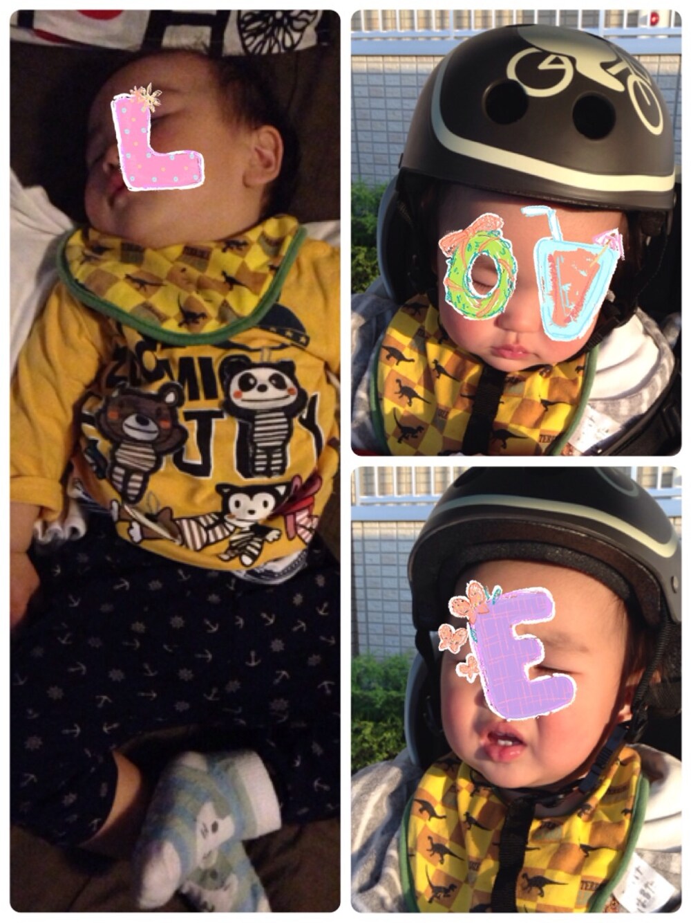 「UNIQLO、kids、ポンチョ、ユニクロ、しろくま、マリン、青×黄、キャラT、GAPbaby、bikke」｜「UNIQLOのアイテム（レギンス/スパッツ、その他）」を使った、hacchanさん（キッズ・80cm）の春コーディネートの1枚目の写真