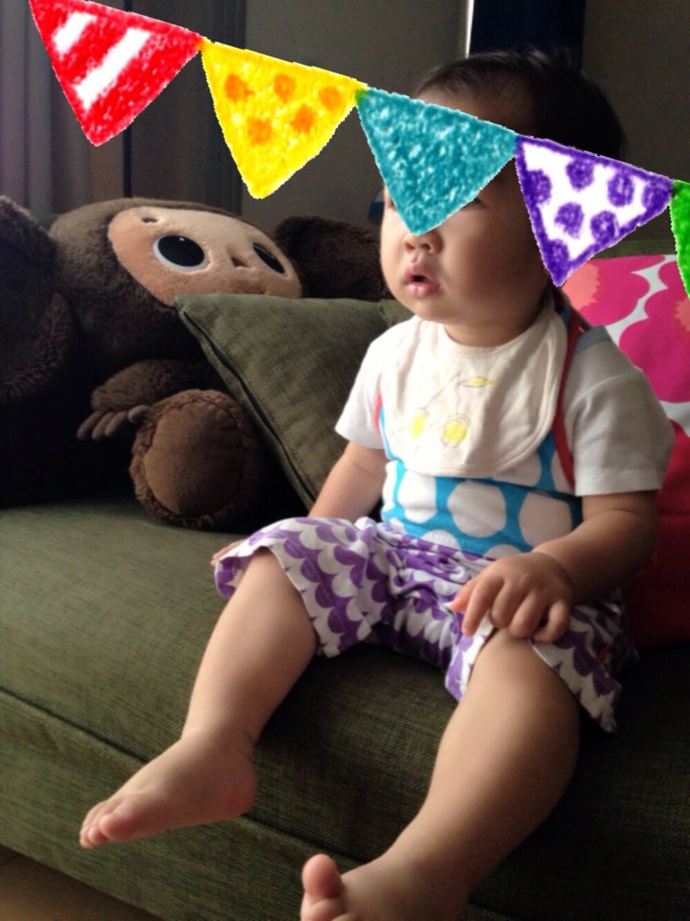 「kids、ロンパース、柄×柄、bonpoint、フルーツ柄、さくらんぼ、BIBPA」｜「BIBPAのBIBPA（ロンパース、その他）」を使った、hacchanさん（キッズ・80cm）の夏コーディネートの1枚目の写真