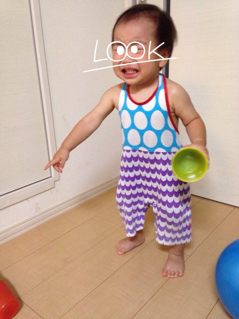 「柄×柄、BIBPA、kids」｜「BIBPAのBIBPA（ロンパース、その他）」を使った、hacchanさん（キッズ・80cm）の夏コーディネートの1枚目の写真