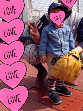 「おめかしコーデ」｜「アイテム（キャップ）」を使った、hacchanさん（キッズ・80cm）の春コーディネート