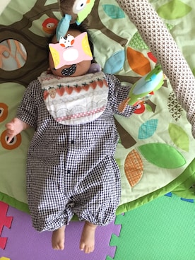 「アイテム（ロンパース、ブラック系）」を使った、hacchanさん（キッズ・50cm）の春コーディネート