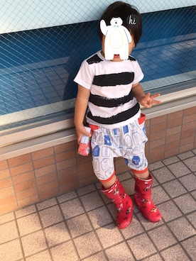 「no brand（ノーブランド）のアイテム（レインシューズ）」を使った、hacchanさん（キッズ・90cm）の夏コーディネート