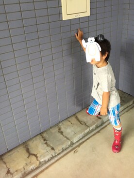 「no brand（ノーブランド）のアイテム（レインシューズ）」を使った、hacchanさん（キッズ・90cm）の夏コーディネート