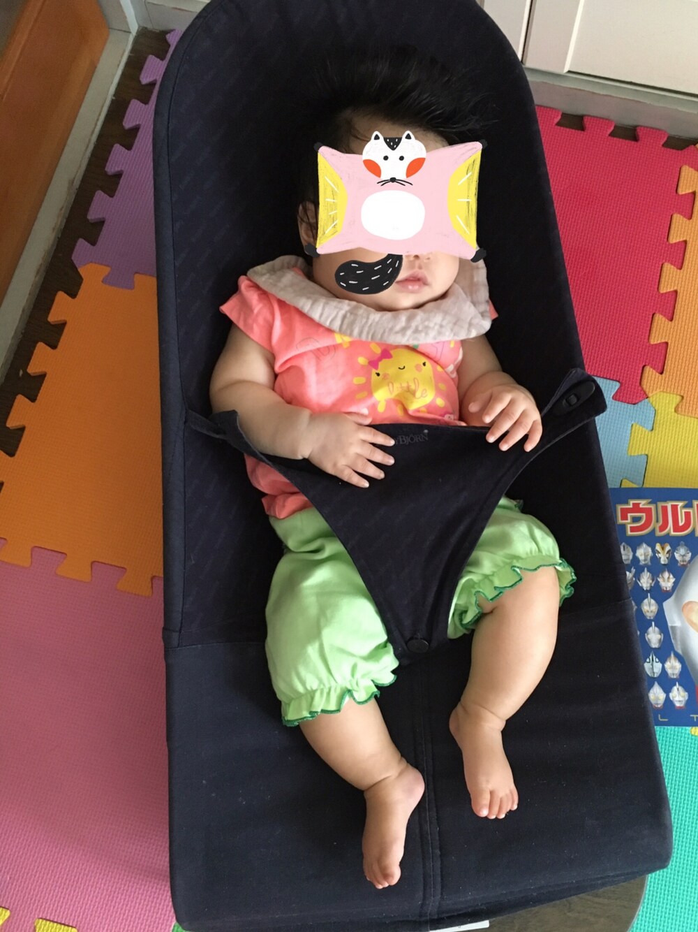 「at park、女の子、バウンサー」｜「no brandのアイテム（Tシャツ/カットソー、ピンク系）」を使った、hacchanさん（キッズ・60cm）の夏コーディネートの1枚目の写真